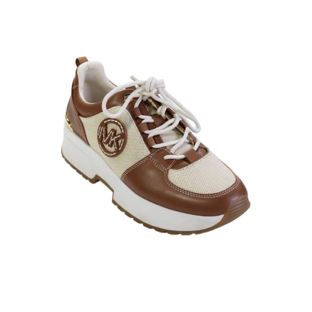 Michael Michael Kors Womens Leather Trim Platform Sneakers Shoes Brown Size 8.5M